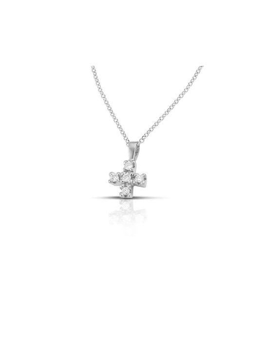 Hillas Women's White Gold Cross 18K with Chain