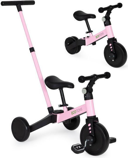 Ecotoys Push Tricycle with Parental Handle for 3-5 Years Pink