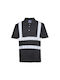 Portwest Men's Work Shirt Polo Black with Reflective Tapes