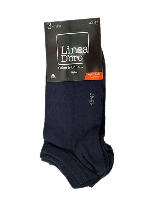 Linea D'oro Solid Color Socks Black 3Pack