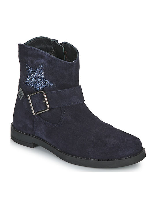 Leather Kids Boots Navy Blue