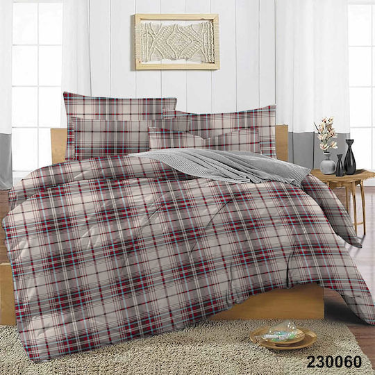 Marwa Set Cearșafuri Dublu Flanel 200x260cm. Roșu 4buc