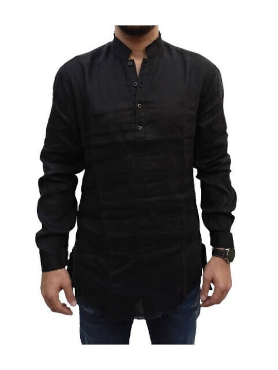 Stefan Fashion Long Sleeve Linen Shirt White V