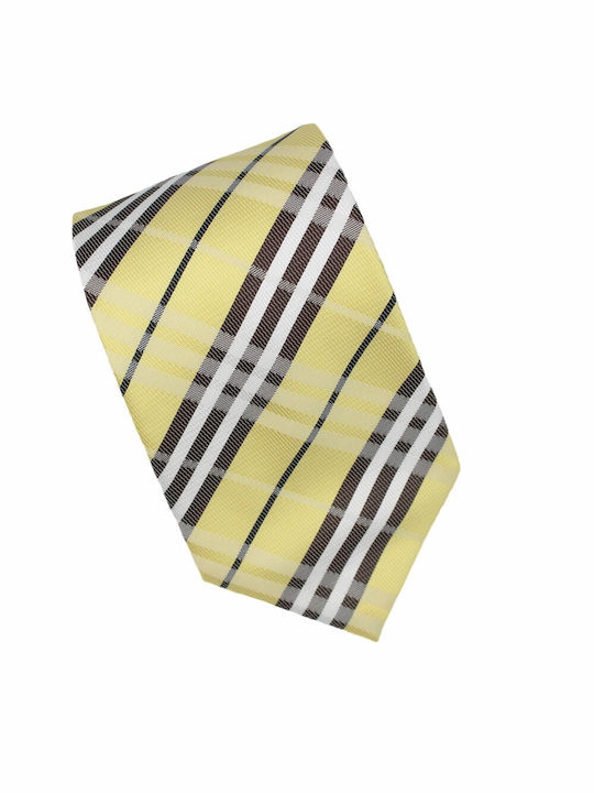 Cravată pentru bărbați Galben cu carouri 8cm - 1541