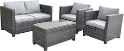 Outdoor Living Room Set with Pillows Victoria Brown 4pcs