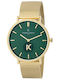 Pierre Cardin Belleville Stripes Herrenuhr 42mm Batterie mit Gold Metallarmband