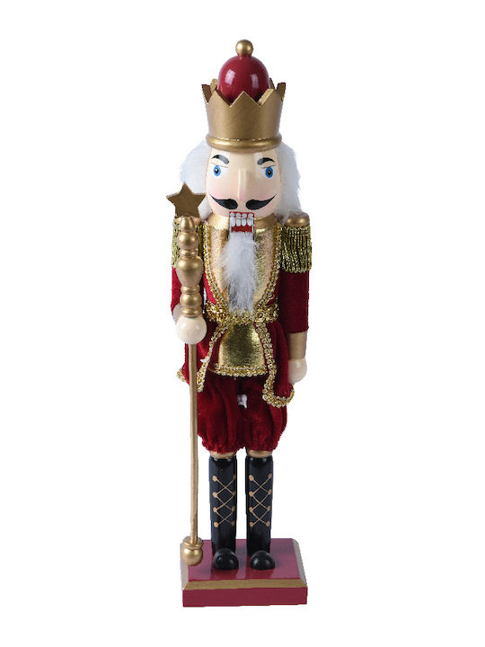 Kaemingk Wooden Christmas Nutcracker 38cm Burgundy