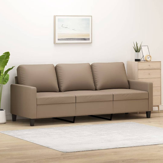 Canapea Cu Trei Locuri Din Piele Ecologică Culoare Capucino 198x77x80 cm