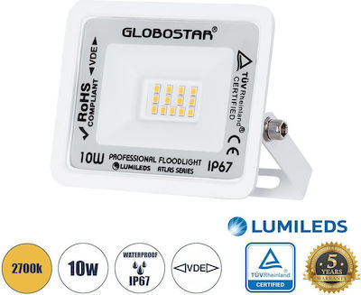 GloboStar Atlas Wasserdicht LED Flutlicht 10W Warmes Weiß 2700K IP67