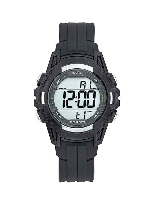 Tekday Digital Uhr Chronograph Batterie mit Schwarz Kautschukarmband