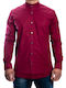 Long-sleeved Cotton Shirt Bordo