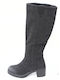 Plato Suede Women's Boots with Zipper Black