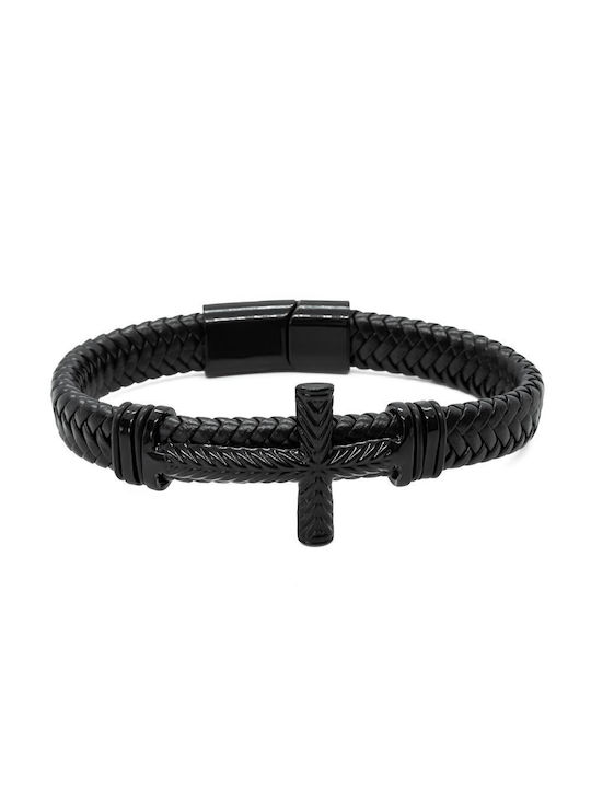 Piercing.gr Armband mit Design Kreuz aus Leder