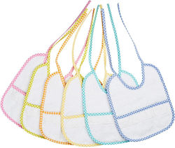 Bunny Bebe Bib Fabric with Lace Band & Pocket blue, yellow 6pcs