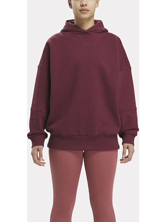 Μακρύ Γυναικείο Φούτερ με Κουκούλα Classic maroon