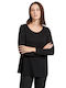 Matis Fashion Women's Crop Top Satin Long Sleeve Black