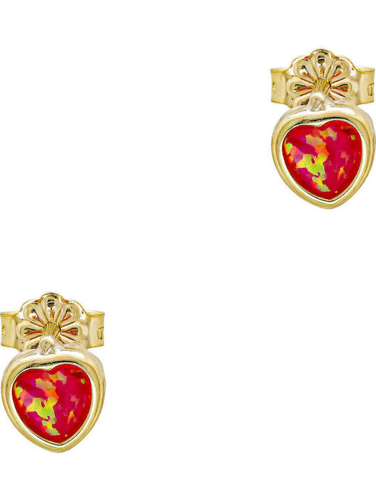 Kiriakos Gofas Kids Earrings Studs Hearts from Gold 9K