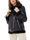 Oakwood Women's Short Biker Artificial Leather Jacket for Winter BLACK