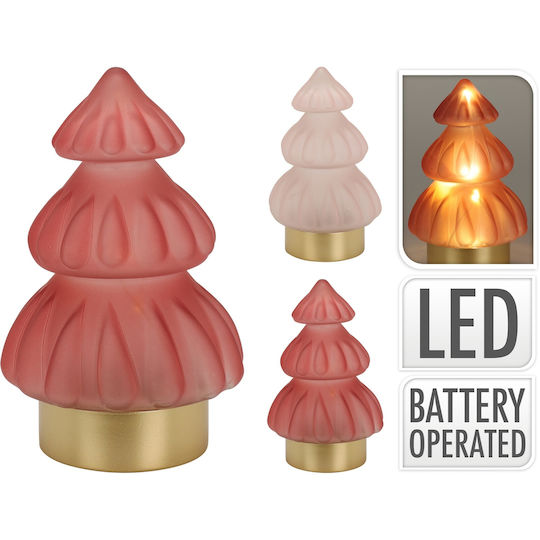 Christmas Decorative Illuminated Glass Tree 19cm Battery (Μiscellaneous Colors)