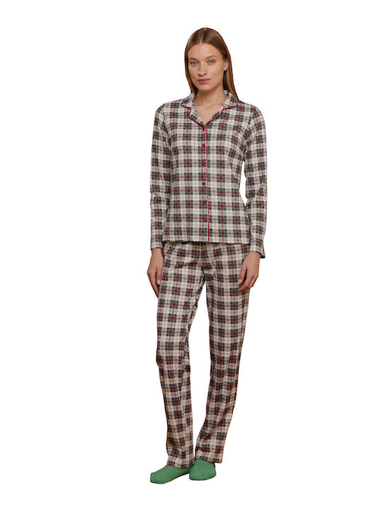 Noidinotte De iarnă Set Pijamale pentru Femei De bumbac Beige