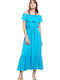 Matis Fashion Maxi Dress with Ruffle Turquoise