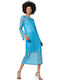 Summer Midi Dress for Wedding - Christening Open Back with Lace Turquoise