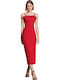Midi Dress Spaghetti Strap Red