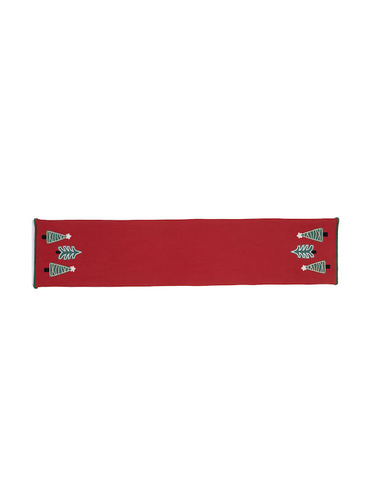 Nef-Nef Homeware Weihnachts- Tischtuch Läufer Stoff Rot B150xL33cm. 1Stück