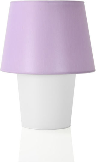 Veis Стъклена Настолна лампа за Цокъл E14 с Lilac Абажур и Бяла Основа