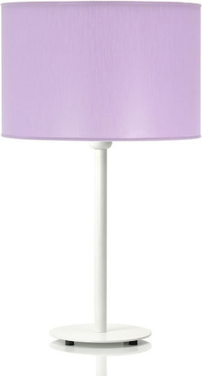 Veis Fabric Table Lamp for Socket E27 with Lilac Shade and White Base