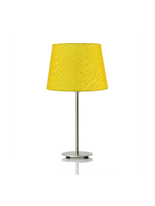 Veis Metal Table Lamp for Socket E14 with Yellow Shade and Silver Base