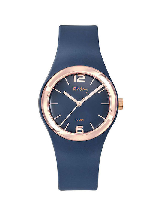 Tekday Strap Watch with Blue Rubber Strap