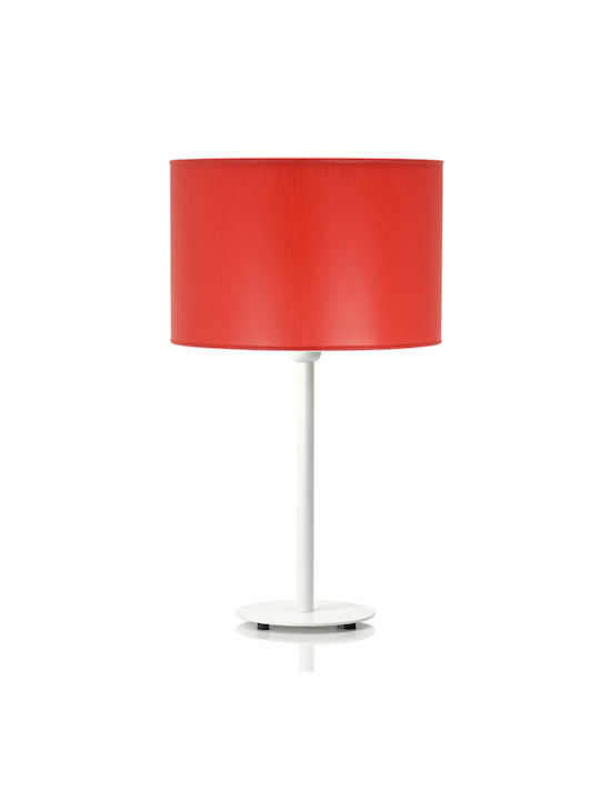 Veis Fabric Table Lamp for Socket E27 with Red Shade and White Base