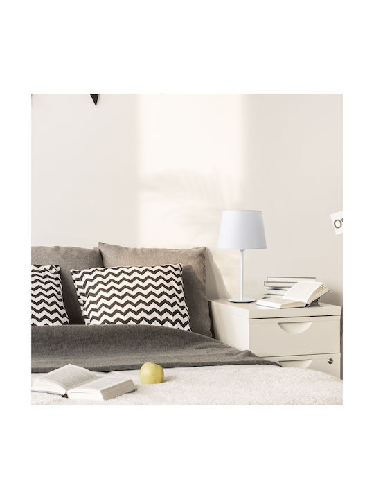 Veis Metal Table Lamp for Socket E14 with Beige Shade and White Base