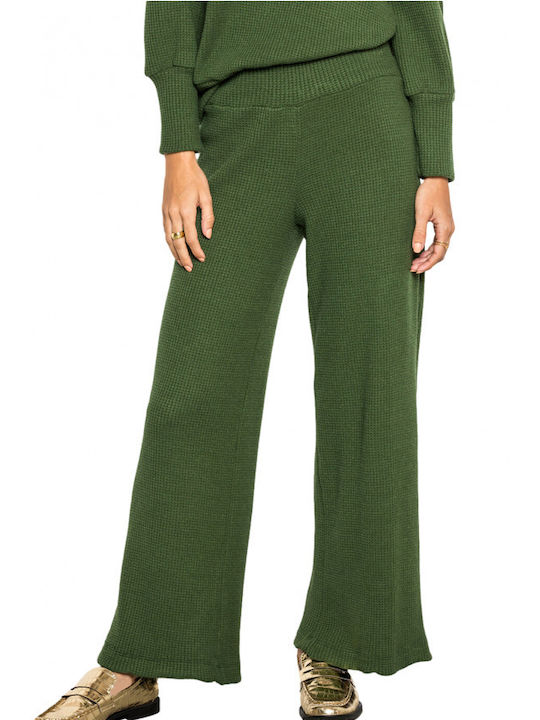 Matis Fashion Γυναικεία Υφασμάτινη Παντελόνα με Λάστιχο σε Κανονική Εφαρμογή Πράσινη