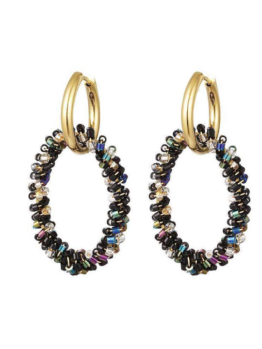 Georgiadis Accessories Σκουλαρίκια από Ατσάλι Επιχρυσωμένα Μαύρα