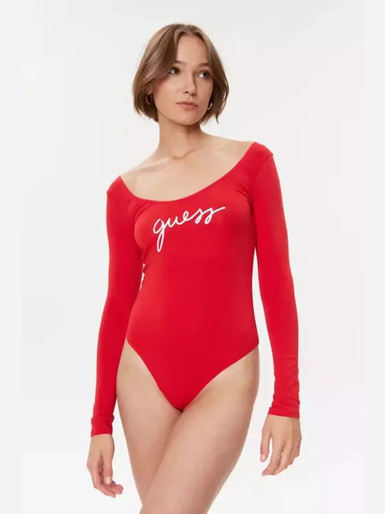 Guess Long Sleeve Bodysuit Red