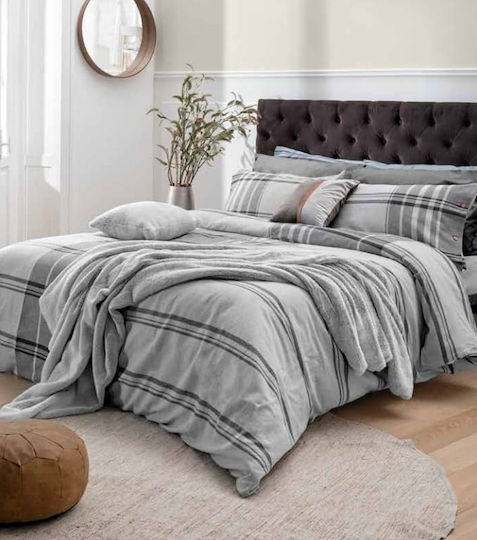 Amo La Casa Bio Σετ Σεντόνια King Size Φανελένια με Λάστιχο 240x290εκ. Γκρι (4τμχ)