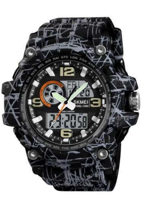 Skmei 1283 Analog/Digital Men's Watch 52mm Chronograph Battery with Rubber Strap Grey/Black