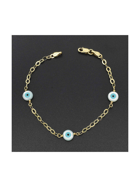 Kids Bracelet from Gold 14K with Evil Eye