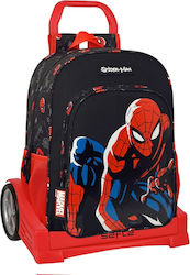 Spiderman Училищна Чанта Количка Елементарен в Черно цвят Д33 x Ш14 x В42см