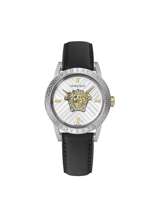 Versace V Code Uhr Batterie mit Schwarz Lederarmband