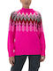 Women's Long Sleeve Sweater ECRU- RED- FUCHSIA