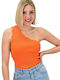 Potre pentru Femei Bluză cu un Umăr Polka Dot orange