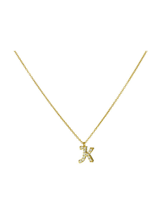 Fa Cad'oro Halskette aus Gold 14K mit Zirkonia und Buchstabenauswahl