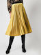Pleated High-waisted Midi Skirt Gold