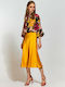 Satin Midi Skirt Yellow