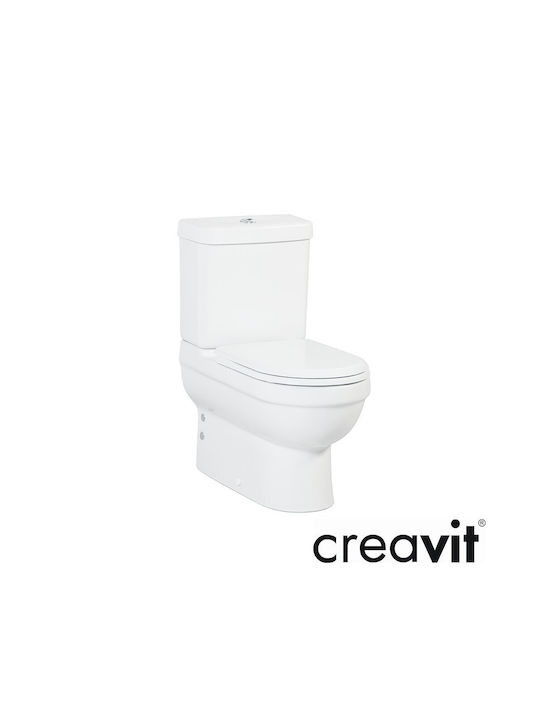 Creavit Vitroya Toaletă de podea cu sistem de descărcare cu Capac Thermoplast Închidere lentă Albă
