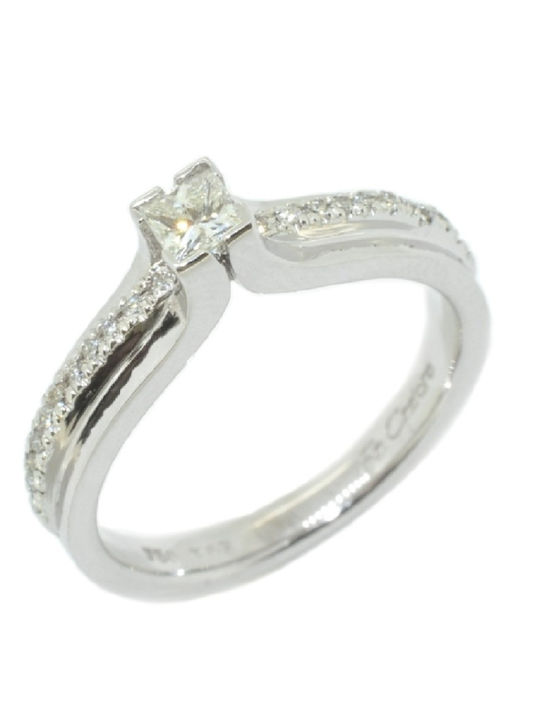 Fa Cad'oro Single Stone Ring in 18K White Gold with Diamond