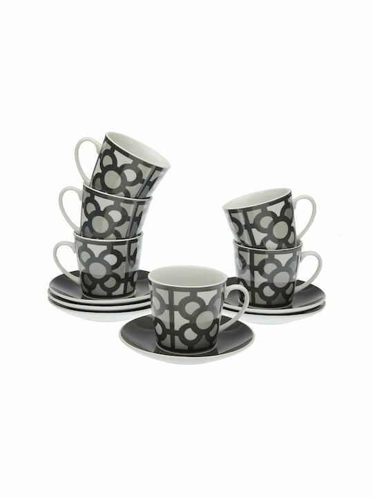 Versa Urbana Porcelain Tea Cup Set Black 6pcs